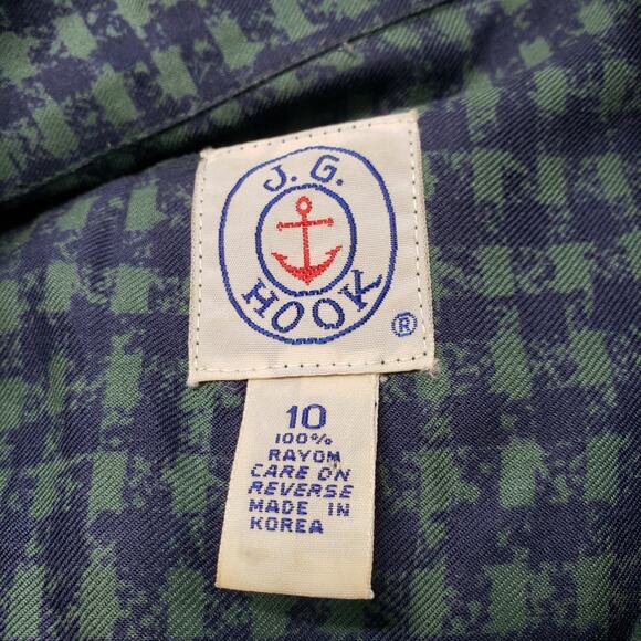 Vintage J.G. Hook Maxi Dress Womens 6 Green Plaid Gingham Equestrian Preppy Hunt - Picture 3 of 16